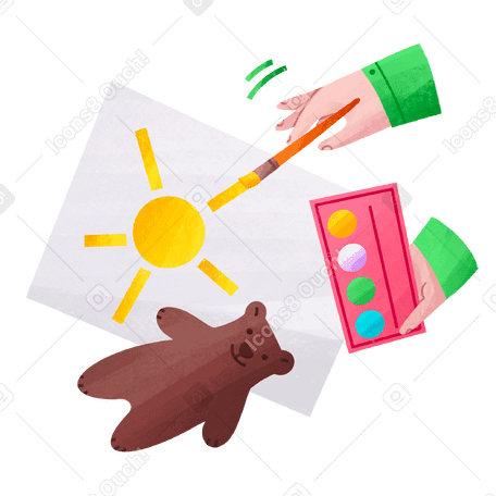 Hobby for children to paint with paints PNG, SVG