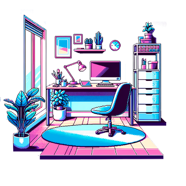 pixel background of a home office PNG, SVG