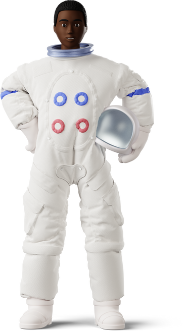 female astronaut standing with helment in hand PNG, SVG