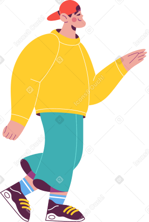 guy in yellow sweatshirt and cap Illustration in PNG, SVG