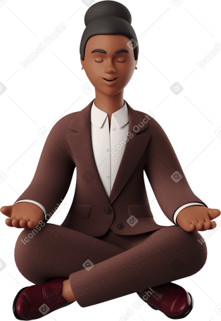 3D Деловая женщина медитирует в PNG, SVG