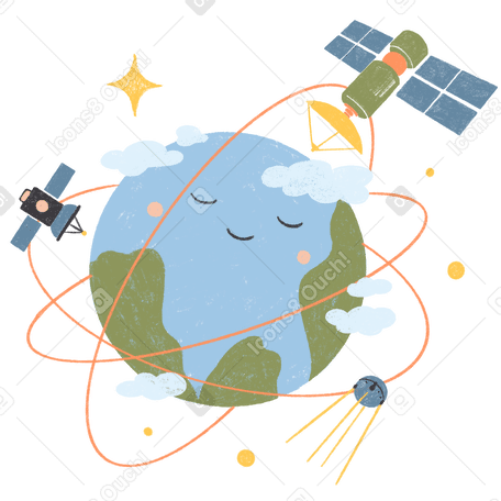 아이들에게 설명하는 위성 기술 PNG, SVG