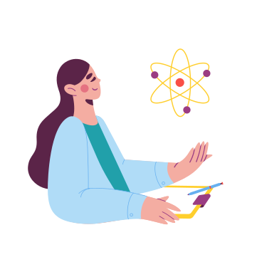Wissenschaftlerin studiert atom PNG, SVG