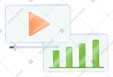 Graph and window with video playback PNG, SVG