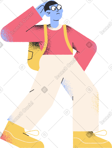 Thinking man with backpack PNG, SVG