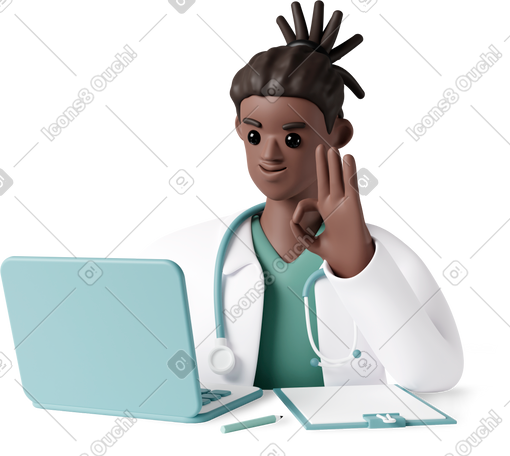 3D boy online doctor PNG, SVG