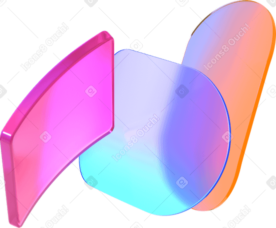 3D plastic rectangle and two gradient lenses PNG, SVG