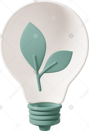 3D green energy bulb PNG, SVG