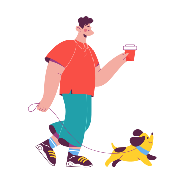 Man walks with a dog PNG, SVG