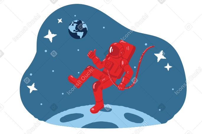 Walking on the moon Illustration in PNG, SVG