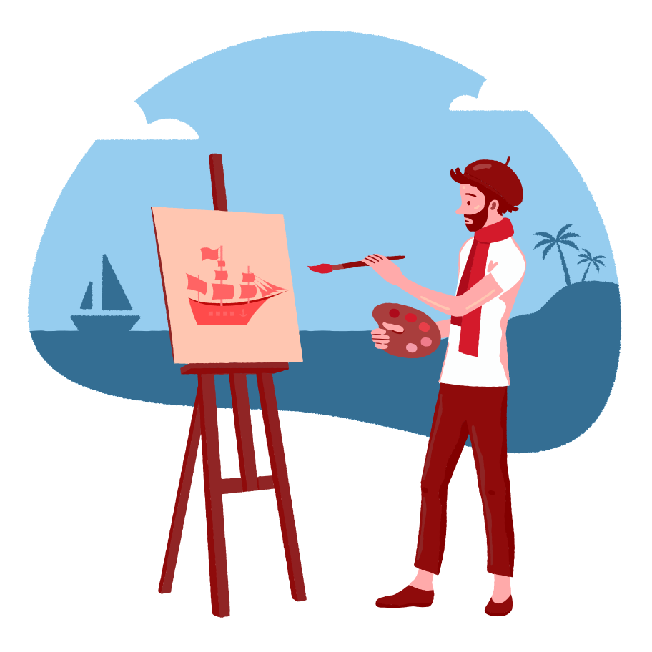Drawing near the sea Illustration in PNG, SVG