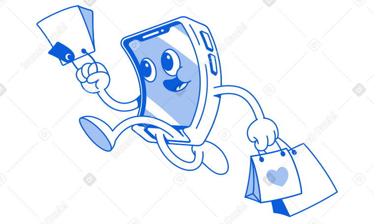 Mobile shopping Illustration in PNG, SVG