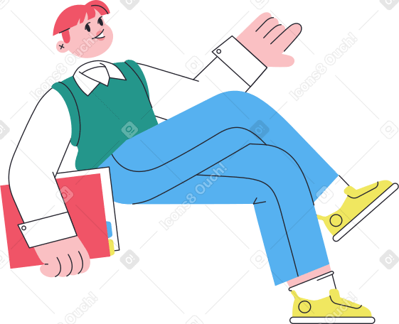 sitting guy with a folder PNG, SVG