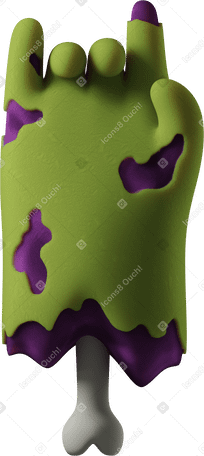 3D Отрубленная зеленая рука зомби с каменным знаком в PNG, SVG
