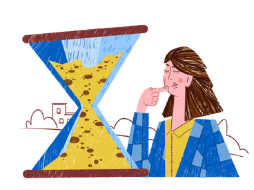 Hourglass and waiting woman as loading PNG, SVG