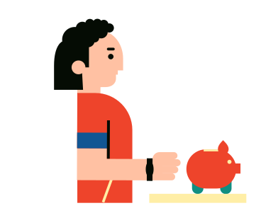 Man with piggy bank animated illustration in GIF, Lottie (JSON), AE