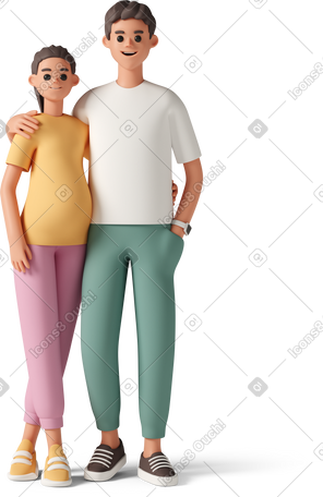 3D man and pregnant woman PNG, SVG