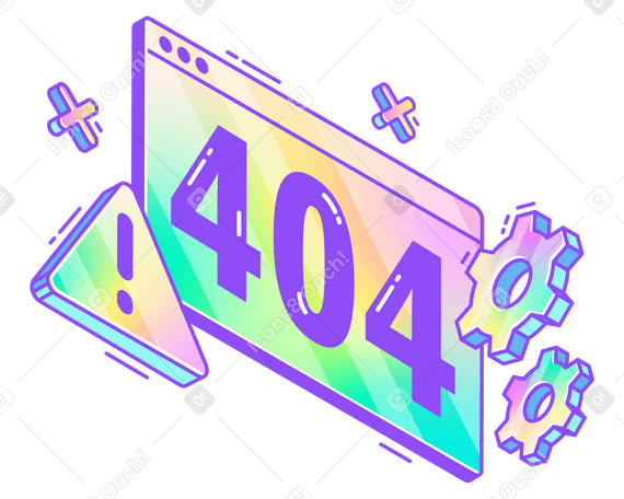 Письмо 404 с шестернями и текстом восклицательного знака в PNG, SVG