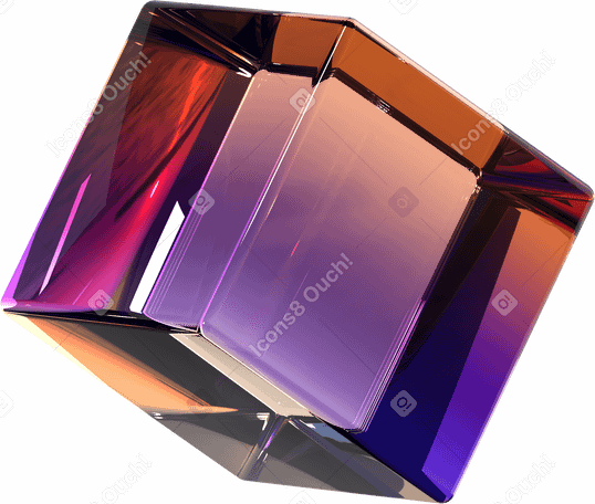 3D dual-toned glass cube PNG, SVG
