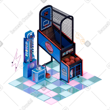 Isometric basketball arcade game PNG, SVG