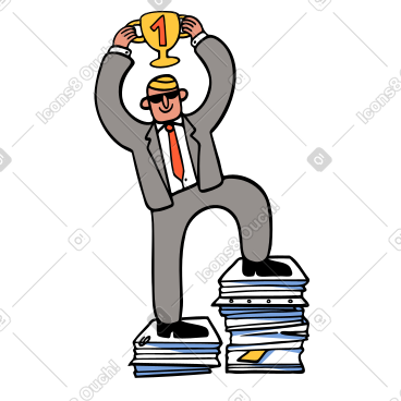 Successful business man winning first place PNG, SVG