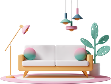 Living room interior set with couch PNG, SVG