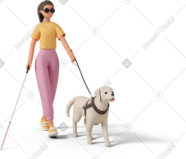 Blind woman with dog PNG, SVG