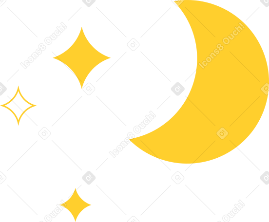 Lua crescente com estrelas PNG, SVG
