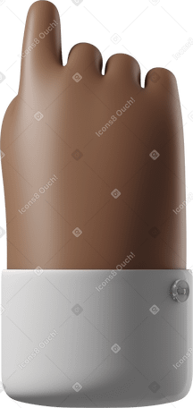 3D back view of dark brown skin hand pointing up в PNG, SVG