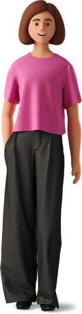 young woman in pink shirt standing Illustration in PNG, SVG