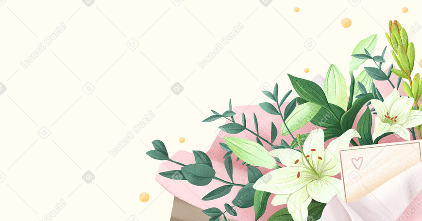 繊細なユリの花束とコピー スペース PNG、SVG