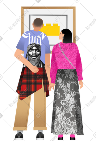 现代艺术博物馆的年轻男女 PNG, SVG