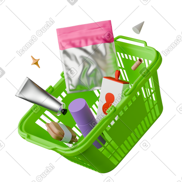 Shopping basket with cosmetics动态插图，格式有GIF、Lottie (JSON)、AE