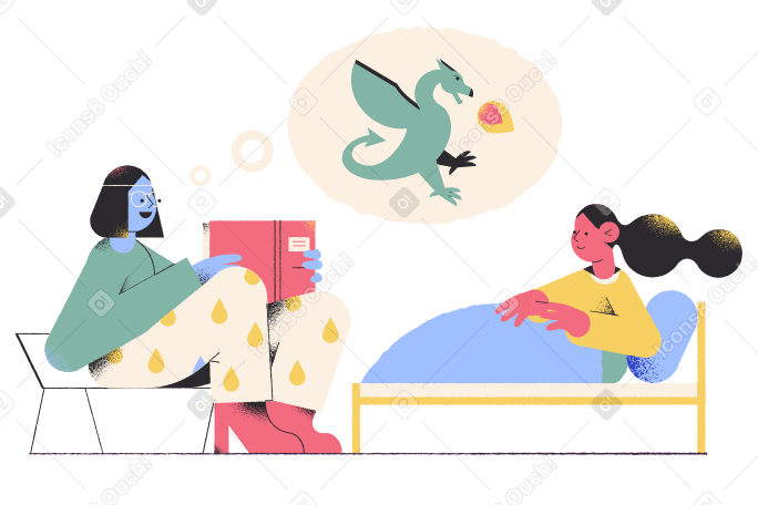 Bedtime story Illustration in PNG, SVG