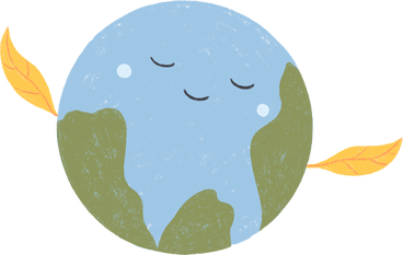 planet earth with a smile and leaves on the sides PNG, SVG