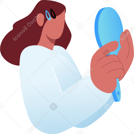 girl looking in the mirror PNG, SVG