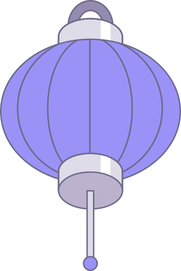 Фиолетовый китайский фонарь в PNG, SVG
