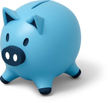 Left side view of blue piggy bank PNG, SVG