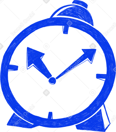 big blue alarm clock Illustration in PNG, SVG