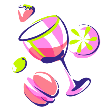 Summer cocktail ingredients and glass  PNG, SVG