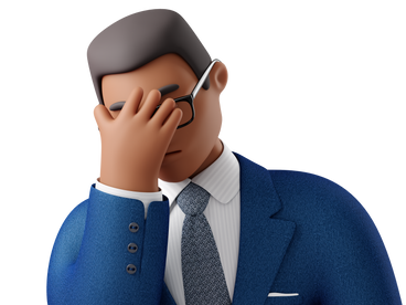close up of black businessman in blue suit facepalming PNG, SVG