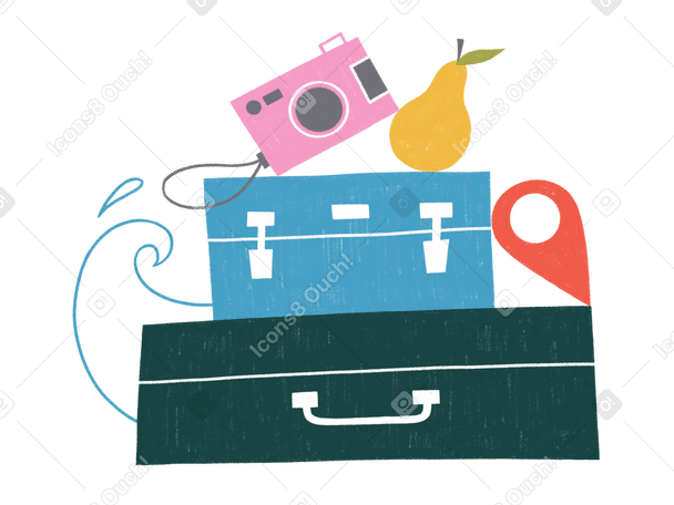 Summer travel bags with stuff for journey PNG, SVG