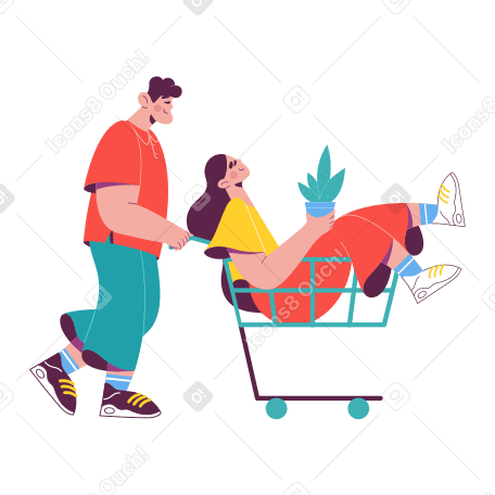 Man and woman doing shopping PNG, SVG