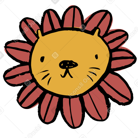 Fiore con testa di gatto PNG, SVG