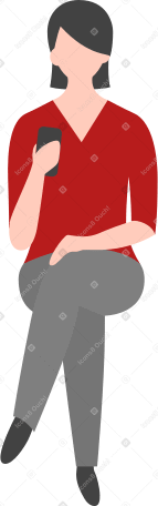 woman with smartphone sitting Illustration in PNG, SVG