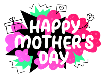 Happy Mothers Day lettering colorful with doodles PNG, SVG
