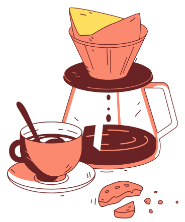 Утренний кофе, капельная кофеварка в PNG, SVG