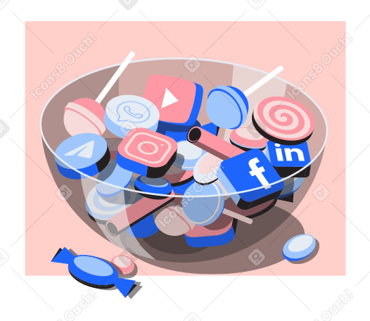 Navigare sui social media, ciotola di caramelle  PNG, SVG