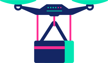 Drone with box delivery PNG, SVG