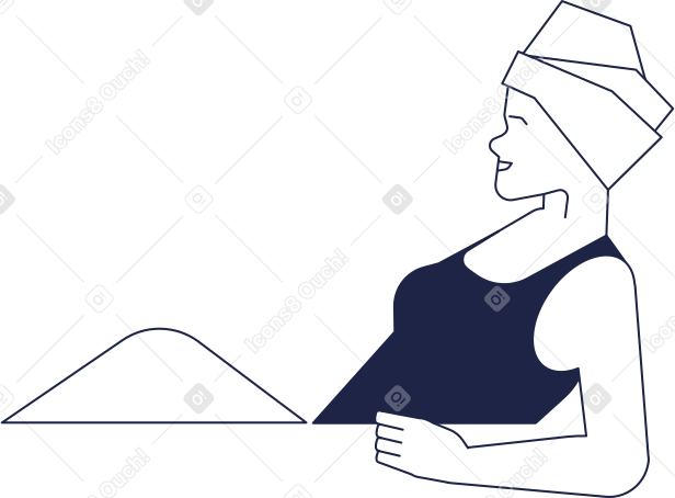 泳装和毛巾头巾侧视图的妇女 PNG, SVG